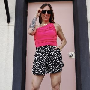 Women's black and white polka dot shorts